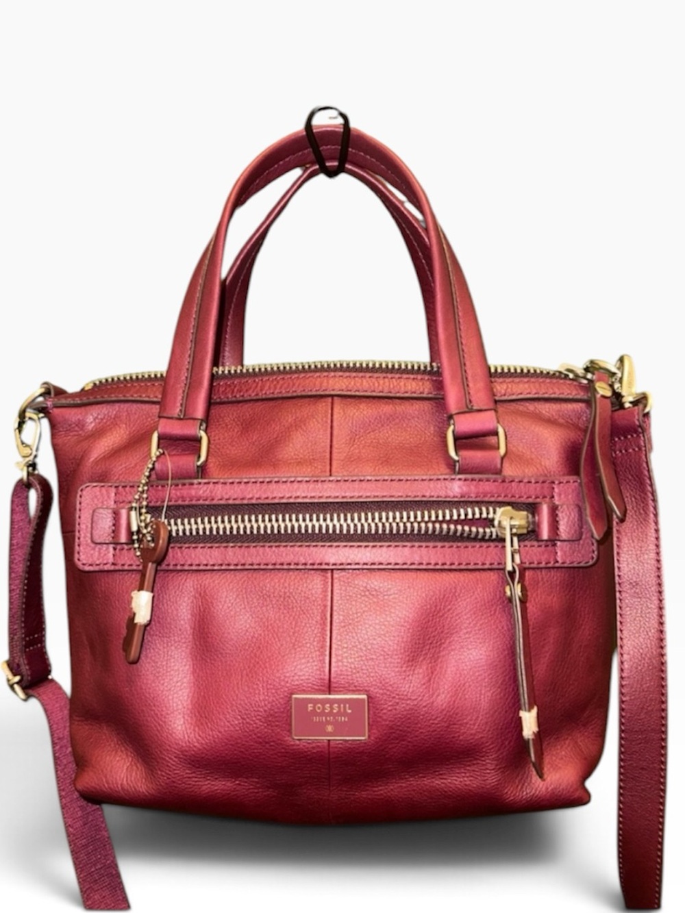 RARE Fossil Dawson Satchel Bag New With Tag Maroon Y2K Leather Purse Handbag